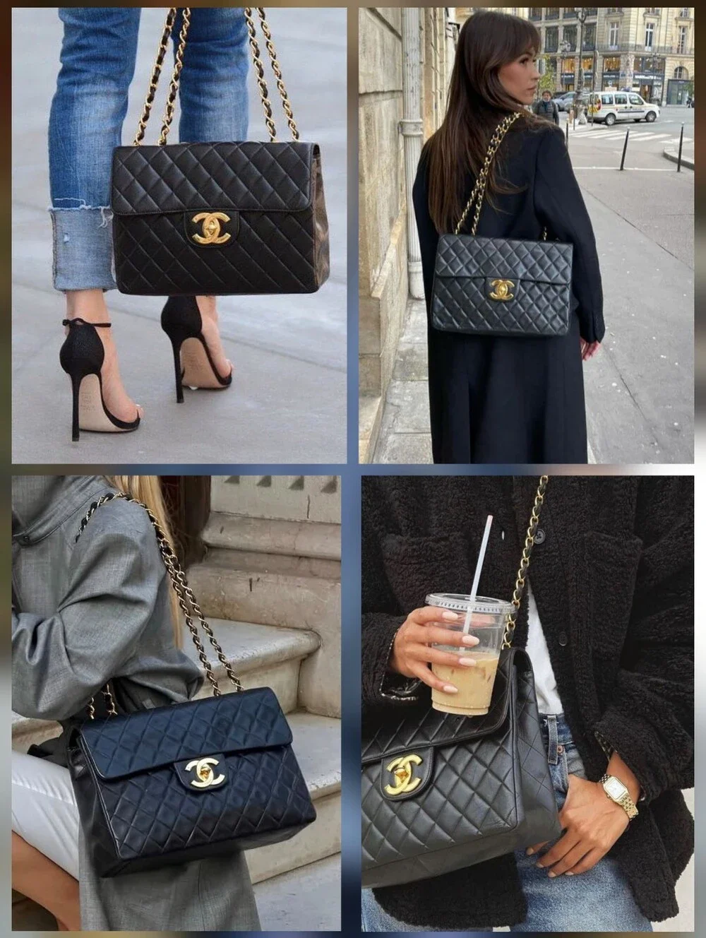 Chanel Vintage Jumbo Classic Flap Black Lambskin 24K Gold ✨ COA - Picture 7 of 15